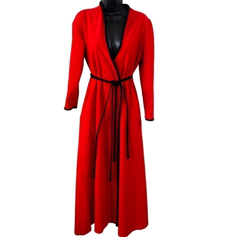 Vintage Vanity Fair Red & Black Velour Long Robe